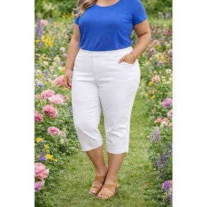 Chaps Women’s White Capri Pants 20W Everyday Favorite Slimming Fit Stretch NWT 5